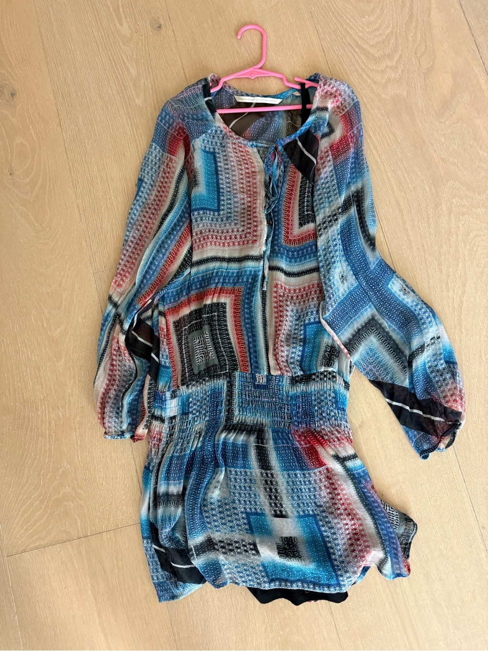 Twelfth Street by Cynthia Vincent Blue, Black & Red Geometric Long-Sleeve Dress